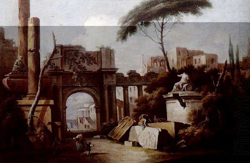 ZAIS, Giuseppe Ancient Ruins with a Great Arch and a Column fgu china oil painting image